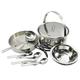 Apexeon Camping Cookware Mess Kit - Stainless Steel Cooking Set for 4 Persons - Pot Pan Soup Spoon Bowls Folding Sporks - Ideal for Family Camping Hiking Picnic