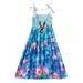 Girls Casual Summer Floral Beach Wear Boho Dress Spaghetti Strap Sundress Bohemian Dresses Sleeveless Beach Dresses with Necklaces