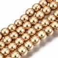 1Strand Electroplate Non-magnetic Synthetic Hematite Bead Strands Round Light Gold Plated 3mm Hole: 1mm about 130~140pcs/strand 15.7 inch
