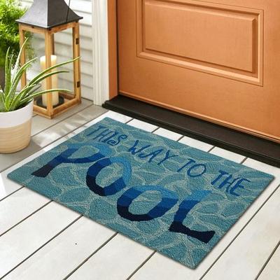 This Way to the Pool Rectangle Mat Blue, 30 x 20, Blue