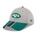 Men's New Era Heather Gray/Green York Jets Striped 39THIRTY Flex Hat