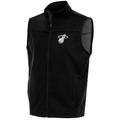 Men's Antigua Black Miami Heat Metallic Logo Links Full-Zip Golf Vest