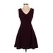 Banana Republic Casual Dress - Party V-Neck Sleeveless: Burgundy Solid Dresses - Women's Size 00