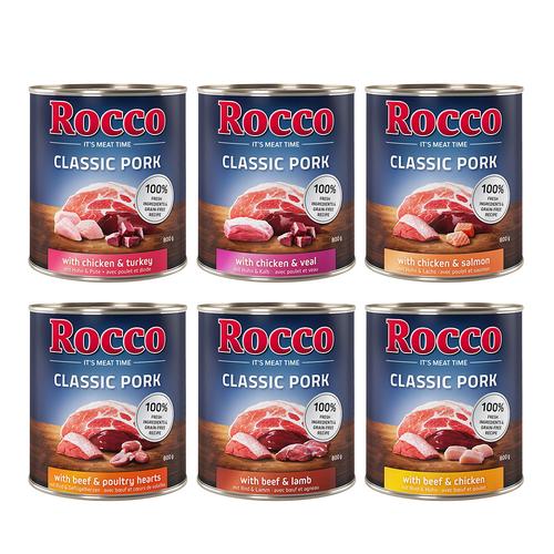 Rocco Classic Pork 6 x 800 g Mix: Rind/Lamm, Huhn/Pute, Huhn/Kalb, Rind/Geflügelherzen,...