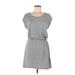 Banana Republic Factory Store Casual Dress - Mini Scoop Neck Short sleeves: Gray Solid Dresses - Women's Size Medium Petite