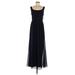 Adrianna Papell Cocktail Dress - Formal Square Sleeveless: Black Solid Dresses - Women's Size 6