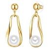 Lulu & Jane Perlen-Ohrhänger Metall-Legierung Muschelkernperle in Gelbgold 48,1 mm Damen