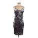 Kendall & Kylie Cocktail Dress - Sheath Cowl Neck Sleeveless: Gray Print Dresses - Women's Size Medium