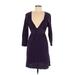 Zara Collection Casual Dress - Mini V Neck 3/4 sleeves: Purple Print Dresses - Women's Size Medium