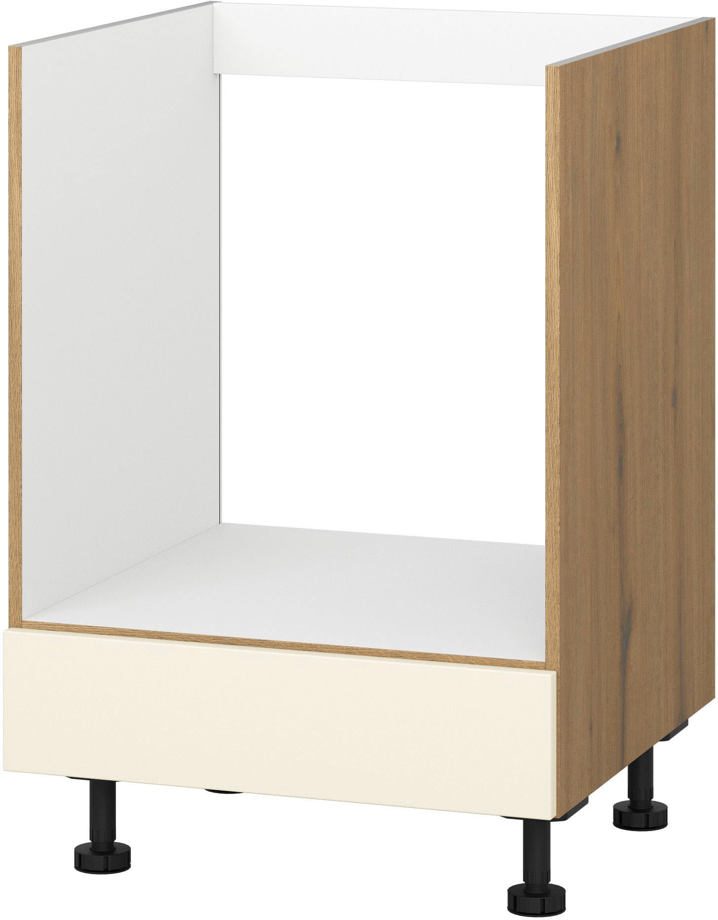 Herdumbauschrank KOCHSTATION "KS-Trea UHBL60", weiß (magnolie, eiche astig), B:60cm H:75cm, Schränke, Herdumbauschrank, Breite 60 cm, Höhe 75 cm