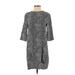 Equipment Casual Dress - Shift High Neck 3/4 sleeves: Black Dresses - Women's Size Small