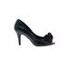White House Black Market Heels: Slip On Stilleto Cocktail Party Black Print Shoes - Women's Size 7 1/2 - Peep Toe