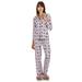 MeMoi Women's Notch Collar Pant PJ Set (Size S) Cats/Purple Heather, Cotton,Rayon