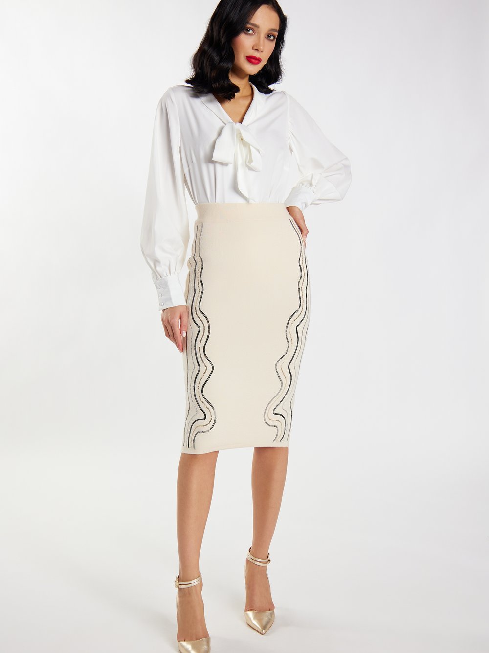 Faina Strick Midirock Damen weiß, XL/XXL Image