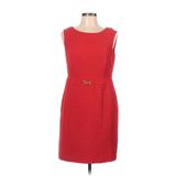 Talbots Casual Dress - Shift Boatneck Sleeveless: Red Jacquard Dresses - Women's Size 10 Petite