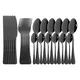 Set di stoviglie a specchio nero da 24 pezzi Set di posate in acciaio inossidabile Set di posate per cucchiaio da forchetta coltello da tavola Set di posate