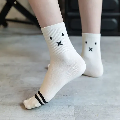 Socken Frauen Streifen Lustige Socken Harajuku Japanischen Stil Balck Und Weiß Frauen Nette Kawaii