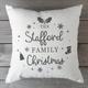 Personalised Family Name Luxury Slate Grey Christmas Cushion, Christmas Decor, Home Decor, Personalised Gifts