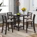 5-Piece Wooden Counter Height Dining Set with 4 Padded Chairs, Table with 2-Tier Storage Shelving