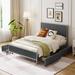 Full Size Metal Upholstered Linen Fabric Bed with 4 Drawers