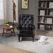 Upholstered Accent Chair with Button-Tufted Back and Removable Cushion, Chair with Wood Legs and Nailhead Trim