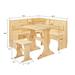 MUSEHOMEINC Traditional Style 3 Piece Solid Wood Breakfast Nook Dining Table Set with Side Bench, Hidden Storage Nook Table Set