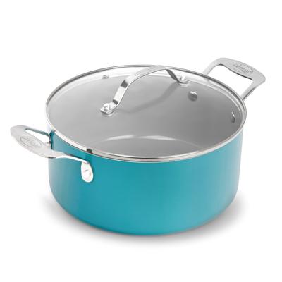 Gotham Steel Aqua Blue 5 QT Nonstick Stock Pot with Glass Lid