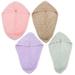 FRCOLOR 4Pcs Portable Dry Hair Hats Quick Drying Hair Towels Home Solid Color Bath Caps