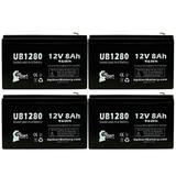 4x Pack - Compatible APC RBC2 Battery - Replacement UB1280 Universal Sealed Lead Acid Battery (12V 8Ah 8000mAh F1 Terminal AGM SLA) - Includes 8 F1 to F2 Terminal Adapters