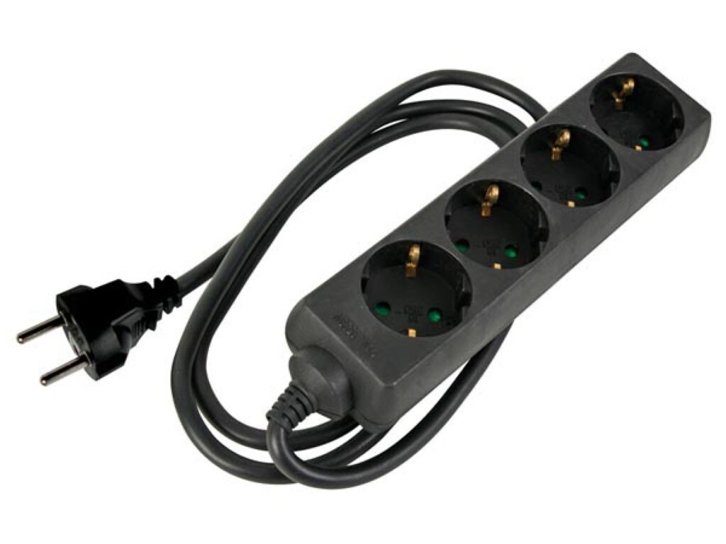 HQ Power Steckdosenleiste, 4 Schutzkontakt-Steckdosen, Kabel 5 m, 3G2.5, Schrumpfschlauch zum Etikettieren, Innenbereich, Schwarz Image
