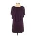 Casual Dress - Shift Crew Neck Short sleeves: Purple Print Dresses - Women's Size Small
