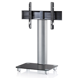 Ebuy24 Tosal Fernsehtisch mit Glasfuss und Rädern Silberfarbig, Schwarzglas. Image