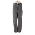 Madewell Jeans - Mid/Reg Rise Straight Leg Boyfriend: Gray Bottoms - Women's Size 24 - Dark Wash