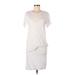 Theory Casual Dress Scoop Neck Short sleeves: Ivory Print Dresses - Women's Size Medium