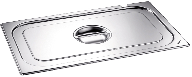 Blanco GN-Deckel 2/3 Edelstahl, mit Griff- und Löffelaussparung Image