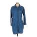 Topshop Casual Dress - Shirtdress Collared 3/4 sleeves: Blue Print Dresses - Women's Size 4