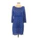 Laundry by Shelli Segal Casual Dress - Shift: Blue Solid Dresses - Women's Size 12