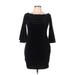 Gianni Bini Casual Dress - Mini Boatneck 3/4 sleeves: Black Print Dresses - Women's Size Large