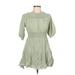 Gianni Bini Casual Dress - Mini Crew Neck 3/4 sleeves: Green Print Dresses - Women's Size Large