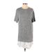 ASOS Casual Dress - Mini Crew Neck Short sleeves: Gray Marled Dresses - Women's Size Small