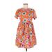 Zara Casual Dress - Mini High Neck Short sleeves: Orange Print Dresses - Women's Size Medium