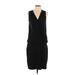 Ann Taylor Casual Dress - DropWaist V Neck Sleeveless: Black Print Dresses - Women's Size Large