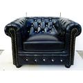 Potteries Antique Centre Bicast Leather Vintage Chesterfield Tub Armchair/1 Seater Executive Furniture Settee Sofa. (Black, 1 Seater)