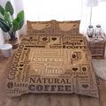 Duvet Covers Double Bed 3 Pieces 3D Coffee Bean Print Printed Pattern Boys Girls Bedding Sets, Ultra Soft Hypoallergenic Microfiber Quilt Covers With Zipper Closure And 2 Pillowcases