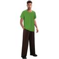 LINKOM Adult Shaggy Costume Men's Green T-Shirt Reddish Brown Pants Suit Halloween Classic Movie Character Cosplay Outfit (XX-Large)