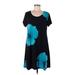 Pretty Woman Casual Dress - Mini Scoop Neck Short sleeves: Blue Floral Dresses - Women's Size Medium