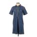 Madewell Casual Dress - Shirtdress Collared Short sleeves: Blue Print Dresses - Women's Size X-Small