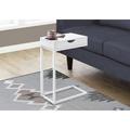Ebern Designs Accent Table, C-shaped, End, Side, Snack, Living Room, Bedroom, Metal, Black Marble Look Wood in White | Wayfair