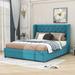 Rosdorf Park Keerthan Queen Size Wingback Storage Bed w/ Headboard & Drawer Wood & /Upholstered/Velvet in Blue | 46 H x 65 W x 85 D in | Wayfair