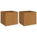 Latitude Run® Planters 2 Pcs 16.5"X15.7"X15.4" Corten Steel Wood in Brown/Red | 11.4 H x 12.6 W x 12.6 D in | Wayfair